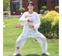 JuanNest Uniforme Kung Fu Arts Martiaux en Soie Lin Manches Longues Tai Chi Vêtements pour Exercices Qi Gong Kung Fu Wung Chun,Costume Traditionnel Chinois d'arts Martiauxi Classique D,XL(73-80kg)