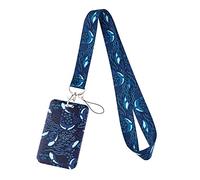 Juanooo Cordon d'identification Blue Sea avec porte-cartes pour clés - Coque rigide en plastique - Cordon de croisière pour carte de bateau - Pour femmes, filles et enfants