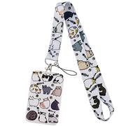 Juanooo Cordon tour de cou en forme de chat mignon pour clés, pour femmes, filles, enfants, hommes, enseignants pour badges d'identité, porte-clés, porte-nom d'école, blanc
