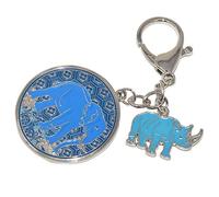 Juanxian Amulette anti-vol Feng Shui avec rhinocéros bleus et éléphant W4138