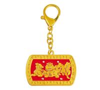 Juanxian Porte-clés Feng Shui 3 Celestials Three Killings Pi Yao Chi Lin Fu Dog Good Luck, Rouge, 10.5*6CM