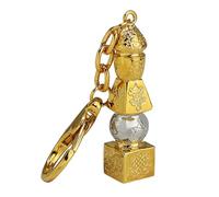 Juanxian Porte-clés Feng Shui 5 éléments pagode avec 8 objets de bon augure réussite porte-bonheur, doré, 12.5*1.5*5.7CM