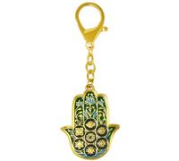 Juanxian Porte-clés Feng Shui Main de Fatima Force de vie Bénédictions Puissance et Force Amulette Richesse Porsperity Success, Vert, 12*4.5cm