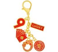 Juanxian Porte-clés Feng Shui porte-bonheur 9 breloques maison harmonie amulette richesse prospérité succès amulette zen cadeau W5510, Rouge, 13*3.5cm