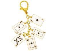 Juanxian Porte-clés Feng Shui Spades Flush Poker Harmonie Bonne chance Richesse Cadeau de Noël Anniversaire, Noir , 13.5*2cm