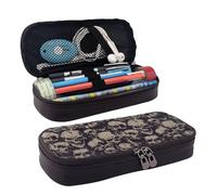 JUANYQME De nombreux crânes se réunissent en cuir pour les filles et les garçons à l'école, peut être utilisée comme sac de papeterie, petit sac de rangement et trousse de maquillage., Noir , Taille