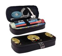 JUANYQME Jolie trousse à crayons ou stylos en cuir pour filles et garçons à l'école, peut être utilisée comme sac de papeterie, petit sac de rangement et trousse de maquillage., Noir , Taille unique,