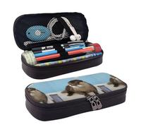 JUANYQME Jolie trousse en cuir de loutre pour filles et garçons à l'école, peut être utilisée comme sac de papeterie, petit sac de rangement et trousse de maquillage., Noir , Taille unique, Sac à dos