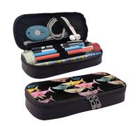 JUANYQME Trousse à crayons ou stylos en cuir coloré pour filles et garçons à l'école, peut être utilisée comme sac de papeterie, petit sac de rangement et trousse de maquillage., Noir , Taille unique,