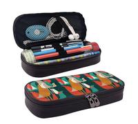 JUANYQME Trousse à crayons ou stylos en cuir pour filles et garçons à l'école, peut être utilisée comme sac de papeterie, petit sac de rangement et trousse de maquillage., Noir , Taille unique, Sac à
