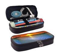 JUANYQME Trousse à crayons ou stylos en cuir pour filles et garçons à l'école, peut être utilisée comme sac de papeterie, petit sac de rangement et trousse de maquillage., Noir , Taille unique, Sac à