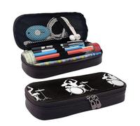 JUANYQME Trousse à crayons ou stylos en cuir pour filles et garçons à l'école, peut être utilisée comme sac de papeterie, petit sac de rangement et trousse de maquillage., Noir , Taille unique, Sac à