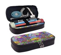 JUANYQME Trousse à crayons ou stylos en cuir pour filles et garçons à l'école, peut être utilisée comme sac de papeterie, petit sac de rangement et trousse de maquillage., Noir , Taille unique, Sac à