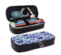 JUANYQME Trousse en cuir avec papillons bleus pour filles et garçons à l'école, peut être utilisée comme sac de papeterie, petit sac de rangement et trousse de maquillage., Noir , Taille unique, Sac à