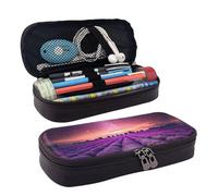 JUANYQME Trousse en cuir Lavender Fields pour filles et garçons à l'école, peut être utilisée comme sac de papeterie, petit sac de rangement et trousse de maquillage., Noir , Taille unique, Sac à dos
