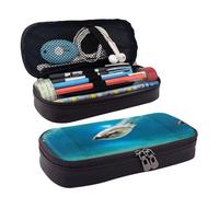 JUANYQME Trousse en cuir pingouin nageur pour filles et garçons à l'école, peut être utilisée comme sac de papeterie, petit sac de rangement et trousse de maquillage., Noir , Taille unique, Sac à dos