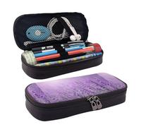 JUANYQME Trousse romantique en cuir violet lavande pour filles et garçons à l'école, peut être utilisée comme sac de papeterie, petit sac de rangement et trousse de maquillage., Noir , Taille unique,