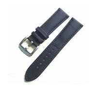 JUANZD 23 mm Black Royal Blue Nylon Cowhide Watch Strap Watchband compatible avec Blancpain Fifty Fathoms Watch Zenith Chorard citoyen Bracelet(Black2 silver buckle)