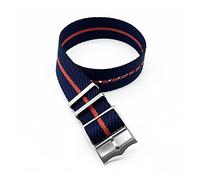 JUANZD Bande de montre à rayures de nylon de nylon à simple passe ajustable 22mm argent/cuivre boucle compatible avec Tudor Black Bay Bay Strap Nato(Black navy red,22mm)