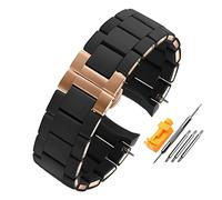 JUANZD Bracelet à bracelet en silicone de bande de montre en caoutchouc Boucle d'or rose Compatible avec Armani AR5905 AR5906 AR5919 AR5920 20 2 Bracelet de bande de montre 3mm(Black-Rose,20mm)