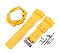JUANZD Bracelet de montre compatible avec remplacement modifié compatible avec le kit de bracelet de boîtier G-shock GA110 GD100 GAX100 accessoires de bracelet de montre avec outils(Yellow-black word)