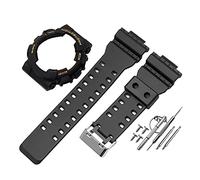 JUANZD Bracelet de montre compatible avec remplacement modifié compatible avec le kit de bracelet de boîtier G-shock GA110 GD100 GAX100 accessoires de bracelet de montre avec outils(Black-gold word)
