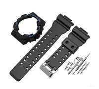JUANZD Bracelet de montre compatible avec remplacement modifié compatible avec le kit de bracelet de boîtier G-shock GA110 GD100 GAX100 accessoires de bracelet de montre avec outils(Black-blue word)