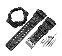 JUANZD Bracelet de montre compatible avec remplacement modifié compatible avec le kit de bracelet de boîtier G-shock GA110 GD100 GAX100 accessoires de bracelet de montre avec outils(Crack black)