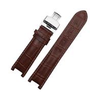 JUANZD Bracelet de montre en cuir 20 * 11mm 20 * 12mm 22 * 13mm, Compatible avec GC Guess Car-tier PASHA W3108/HPI004, Bracelet de montre à boucle papillon(Brown Brown-silver,22mm-13mm)