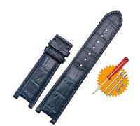 JUANZD Bracelet de montre en cuir 20 * 11mm 20 * 12mm 22 * 13mm, Compatible avec GC Guess Car-tier PASHA W3108/HPI004, Bracelet de montre à boucle papillon(Blue BU-no buckle,16mm-6.5mm)