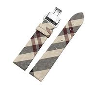 JUANZD Bracelet en cuir à motif écossais et PU 12, 14, 16, 18, 20, 22 mm, noir et marron, compatible avec la chaîne de montre BU19384 for hommes et femmes(Rice white silver B,20mm)