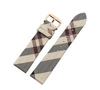 JUANZD Cuir à motif à carreaux + Pu Sangle 12 14 16 18 20 22 mm Bracelet brun noir compatible avec Burberry Bu19384 Chaîne de surveillance des hommes et des femmes(Ricewhite rosegold A,22mm)