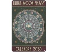 JUANZD Calendrier des phases lunaires 2023, calendrier 2023, décoration murale, suivi de la lune, cadeau pour amoureux de la lune, panneau de garage vintage, cadeau pour les parents, panneau en métal