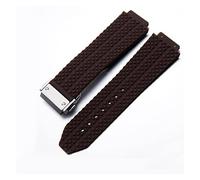 JUANZD Compatible avec BIG BANG Silicone 24 26 mm Bracelet de montre étanche for homme Chaîne Accessoires de montre Bracelet de montre en caoutchouc Chaîne(Brown-Silver Clasp,26mm)