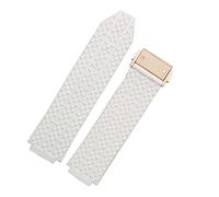 JUANZD Compatible avec BIG BANG Silicone 24 26 mm Bracelet de montre étanche for homme Chaîne Accessoires de montre Bracelet de montre en caoutchouc Chaîne(White-Gold Clasp,24mm)