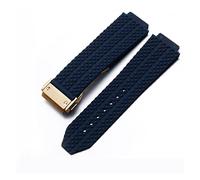 JUANZD Compatible avec BIG BANG Silicone 24 26 mm Bracelet de montre étanche for homme Chaîne Accessoires de montre Bracelet de montre en caoutchouc Chaîne(Blue-Gold Clasp,24mm)