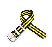 JUANZD Nouveau bracelet de montre à rayures en nylon avancé Nato 18 mm, 20 mm, 22 mm, 24 mm, bracelet de montre compatible avec Omega/Rolex(Black Yellow S,22mm)