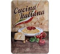JUANZD Plaque en métal vintage pour cuisine Cucina Italiana Fast Food Shop - Décoration murale rétro de jardin - Décoration murale vintage en aluminium rustique - Affiche en métal pour garage et bar