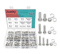 Juasky Assortiment de 560 boulons à tête hexagonale en acier inoxydable 304 avec rondelles plates et verrouillables
