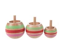 JUATIE 3pcs Toupies Colorees en Bois 3 Tailles pour Enfants