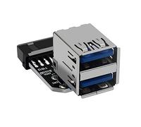 JUATIE Adaptateur connecteur 20 broches vers USB 3.0 pour carte mère de bureau 19 broches/20P vers 2 ports USB A connecteur , PH21