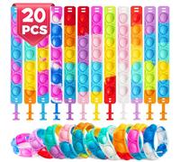 JUAUO Bracelets Anti Stress Enfants Pop It Fidget Toys - Pop Style Bracelet Réglables d'ours en Silicone Doux Jouets Sensoriels à Bulles - Garçons Filles Anniversaires, Récompenses et Petits Cadeaux