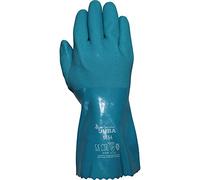 Jubappe Gant d'irrigation JUBA G – Coton triple couche enduit PVC, longueur avant-bras, Sable/Bleu Taille 8