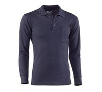 JUBA Polo à Manches Longues en Piqué Double-Pli avec Poche Poitrine, 180 g par m² Coton, Polyester, Bleu Marine - Taille : S
