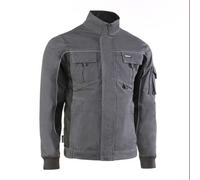 JUBA Veste Multipoches, 68 % Coton, 30 % Polyester et 2 % Élasthanne, 260 g par m², Grise avec Détails Noirs, Taille XS