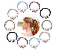Jubaopen 10PCS Elastique Cheveux Fille Chouchou Cheveux Femme Élastiques à Cheveux Épais Bandes Cordes de Cheveux Perle pour Femmes et Filles-Cheveux Lourds, Bouclé
