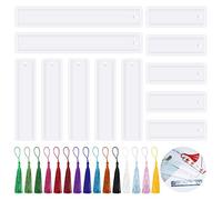 Jubaopen 25PCS Moule de Marque-pages en Résine Kit, 12 PCS Moule de Signet Silicone et 15 PCS Glands Moule de Signet en Silicone Rectangulaire Moule Silicone Resine Epoxy pour Marque-Page DIY Bijoux