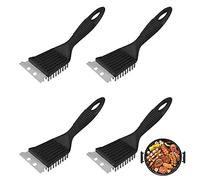 Jubaopen 4PCS Brosse de Nettoyage Barbecue à Poils en Acier Inoxydable - Noir, 21 * 7cm