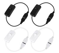 Jubaopen 4PCS Câble USB avec Interrupteur On/Off Interrupteur Usb On Off Câble USB Mâle à Femelle avec Interrupteur pour Enregistreur de Conduite, Lampe de Bureau LED, Ventilateur USB, Bandes LED