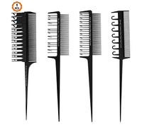 Jubaopen 4PCS Peignes de Coiffure Peigne en Fibre de Carbone Ensemble de Peignes à Cheveux Peigne de Coiffure Anti-Statique Peigne à Dents Larges et Fines Peigne à queue cheveux